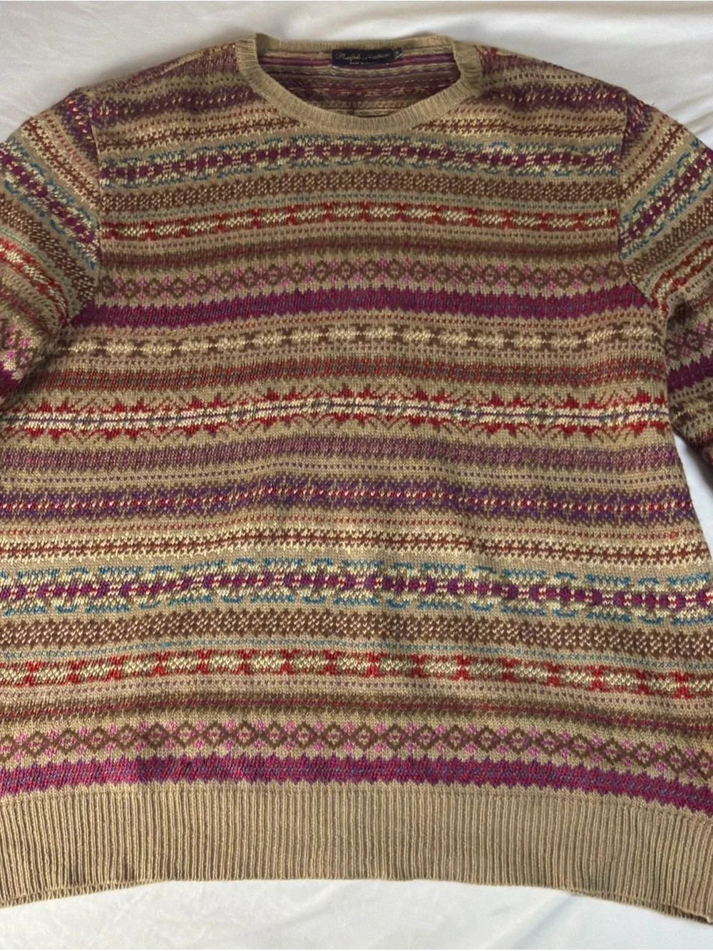 RALPH LAUREN Purple Label Womens Size XL Purple Cable Knit Linen Silk Sweater